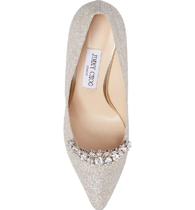 Shop Jimmy Choo Romy Crystal Tiara Glitter Pump In Platinum Ice/ Crystal