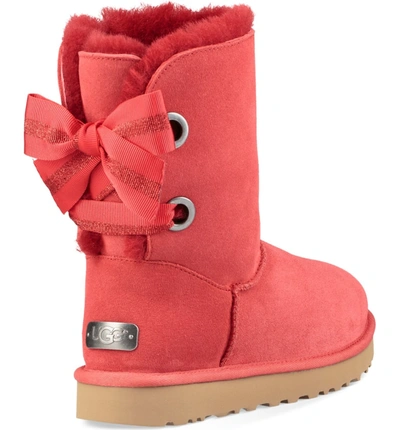 Shop Ugg Customizable Bailey Bow Genuine Shearling Bootie In Ribbon Red Suede