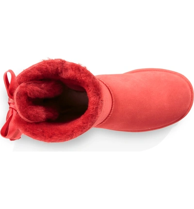 Shop Ugg Customizable Bailey Bow Genuine Shearling Bootie In Ribbon Red Suede