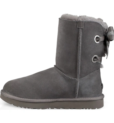 Shop Ugg Customizable Bailey Bow Genuine Shearling Bootie In Charcoal Suede
