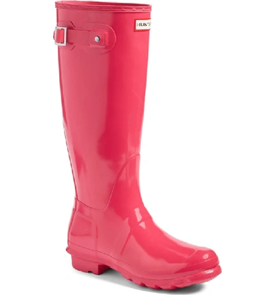 Shop Hunter Original High Gloss Waterproof Boot In Bright Pink