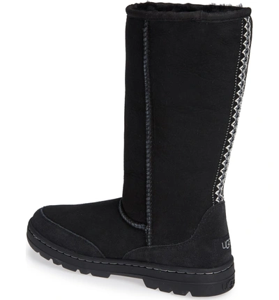 Shop Ugg Ultra Revival Genuine Shearling Tall Boot In Black