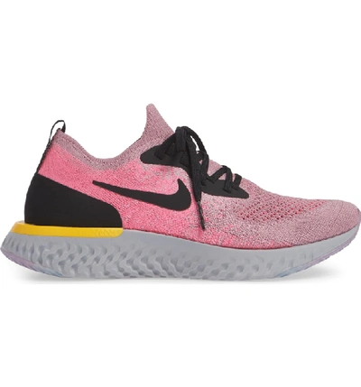 Shop Nike Epic React Flyknit Running Shoe In Plum Dust/ Black/ Pink Blast