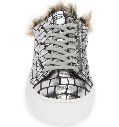 Shop P448 Clara Faux Fur Trim Slip-on Sneaker In Silver Lunar