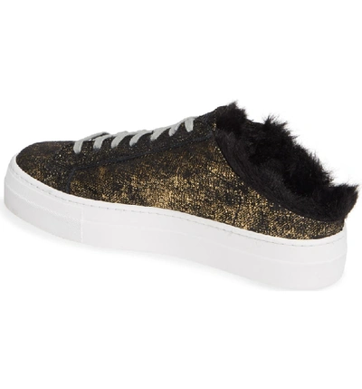Shop P448 Clara Faux Fur Trim Slip-on Sneaker In Gold Monk