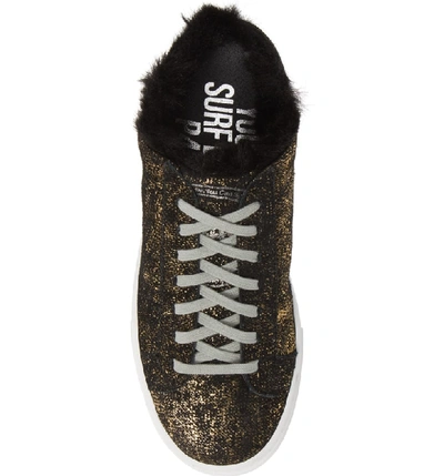 Shop P448 Clara Faux Fur Trim Slip-on Sneaker In Gold Monk