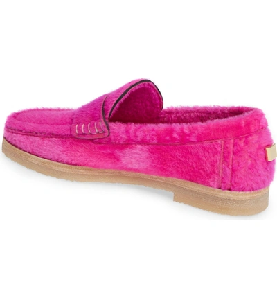 Shop Stuart Weitzman Bromley Genuine Shearling Loafer In Flamingo Chicago