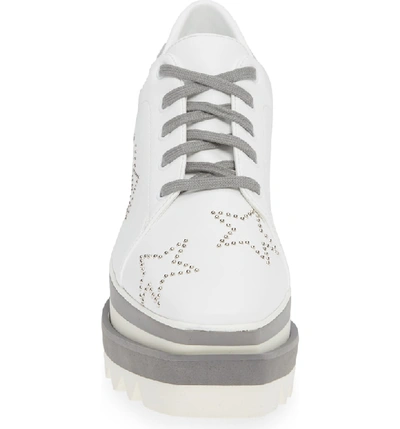 Shop Stella Mccartney Sneak-elyse Studded Wedge Sneaker In White/ Black