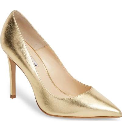 Shop Charles David Calessi Pointy Toe Pump In Gold Leather