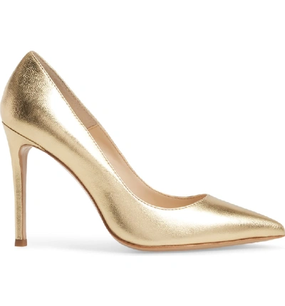 Shop Charles David Calessi Pointy Toe Pump In Gold Leather