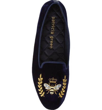 Shop Patricia Green Royalty Smoking Slipper In Navy Velvet