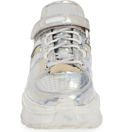 Shop Maison Margiela Retro Fit Destroyed Sneaker In Silver
