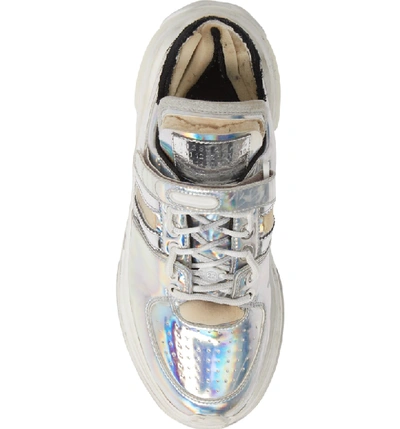 Shop Maison Margiela Retro Fit Destroyed Sneaker In Silver