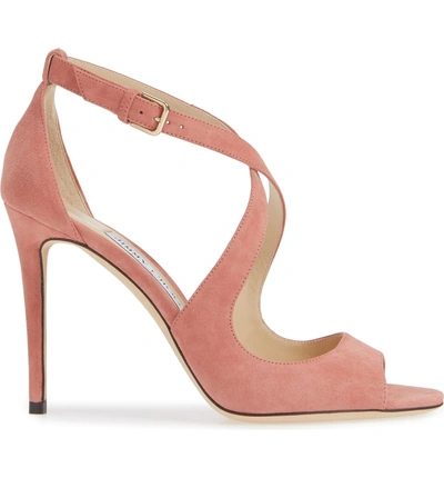 Shop Jimmy Choo Emily Peep Toe Sandal In Rosewood Suede