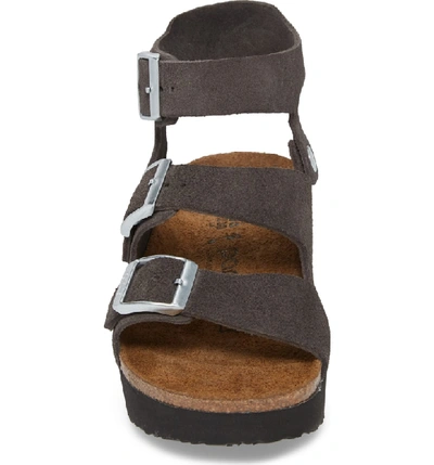 Shop Birkenstock Linnea Platform Sandal In Anthracite Suede