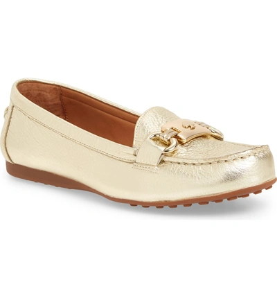 Shop Kate Spade Carson Loafer In Gold Metallic Leather