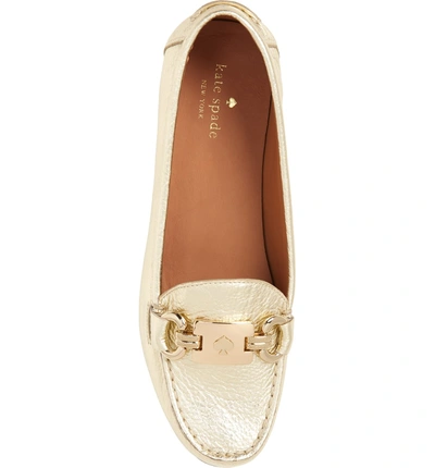 Shop Kate Spade Carson Loafer In Gold Metallic Leather