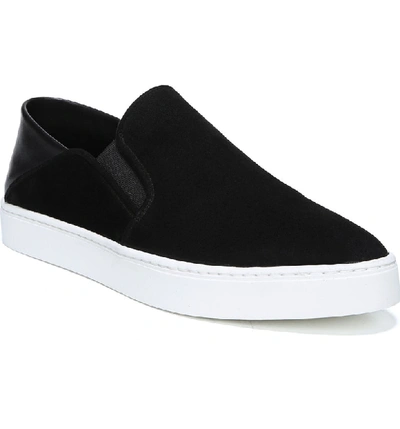 Shop Vince Garvey Slip-on Sneaker In Black Suede