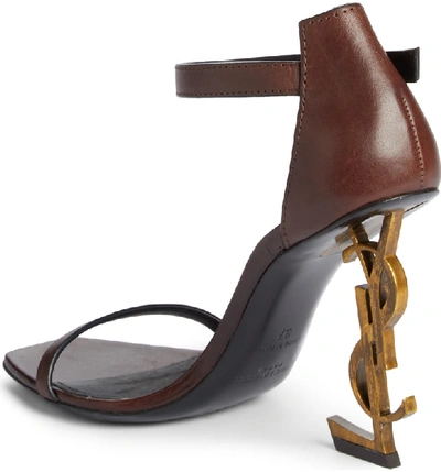 Shop Saint Laurent Opyum Ysl Ankle Strap Sandal In Brown