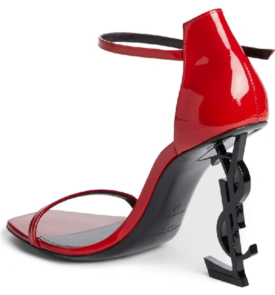 Shop Saint Laurent Opyum Ysl Ankle Strap Sandal In Red/ Black