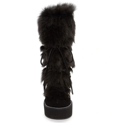 Shop Stuart Weitzman Nikita Genuine Fur Boot In Black Helsinki