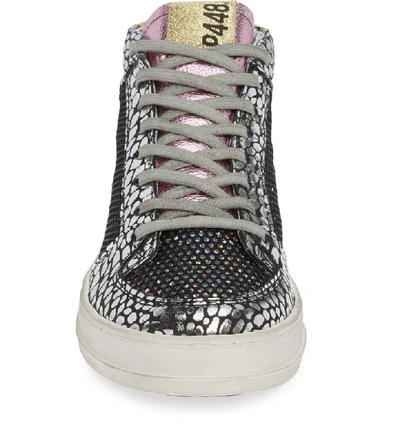 Shop P448 Queens Mid Sneaker In Black/ Gold Gloss