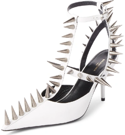 Shop Balenciaga Metal Spike Slingback Pump In White