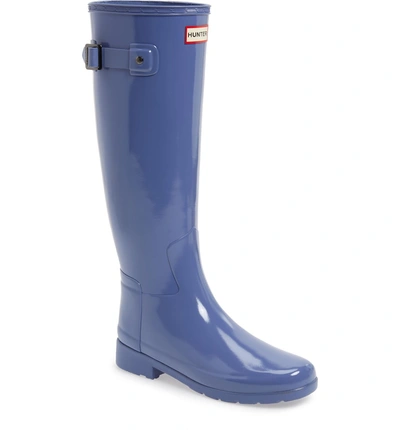 Shop Hunter Original Refined High Gloss Waterproof Rain Boot In Adder Blue