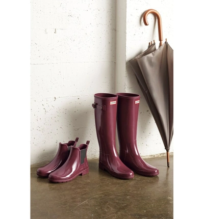 Shop Hunter Original Refined High Gloss Waterproof Rain Boot In Adder Blue