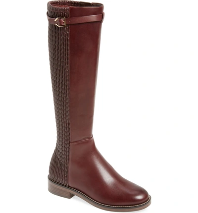 Shop Cole Haan Lexi Grand Knee High Stretch Boot In Cordovan Leather