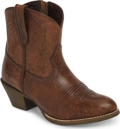 Ariat Darlin Short Western Boot In Distressed Brown Leather