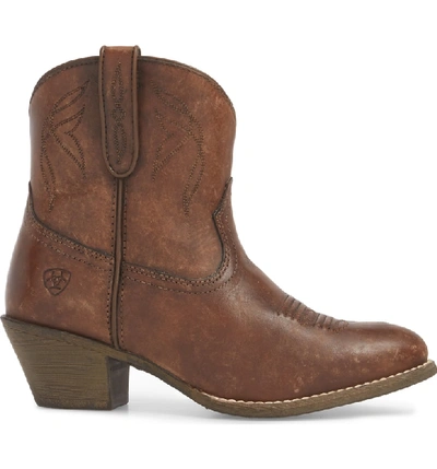 Ariat Darlin Short Western Boot In Distressed Brown Leather