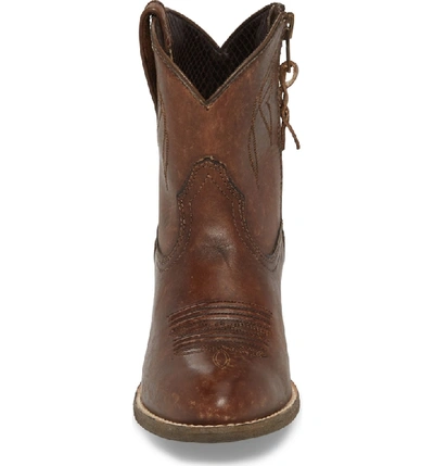 Ariat Darlin Short Western Boot In Distressed Brown Leather