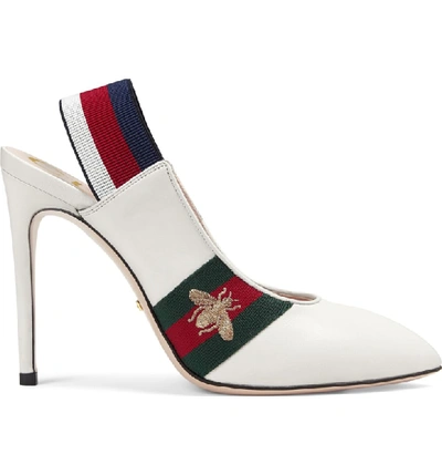 Shop Gucci Sylvie Bee Slingback Pump In White