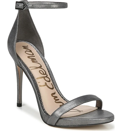 Shop Sam Edelman Ariella Ankle Strap Sandal In Dark Pewter Leather