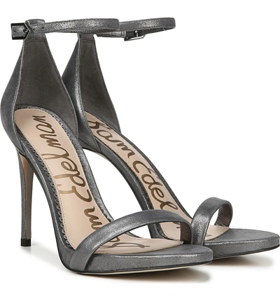 Shop Sam Edelman Ariella Ankle Strap Sandal In Dark Pewter Leather