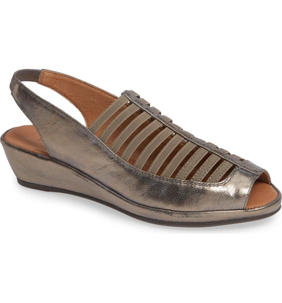 Shop Gentle Souls 'lee' Sandal In Pewter Metallic Leather