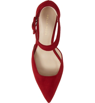 Shop Pelle Moda Kenley Ankle Strap Pump In Scarlet Suede