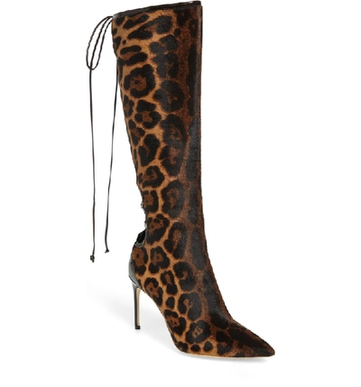 Shop Brian Atwood Vixen Lace Up Genuine Calf Hair Boot In Natural Classic Haircalf