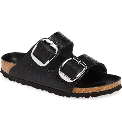 Shop Birkenstock Arizona Big Buckle Slide Sandal In Gator Anthracite Leather