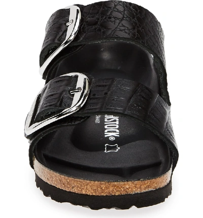 Shop Birkenstock Arizona Big Buckle Slide Sandal In Gator Anthracite Leather