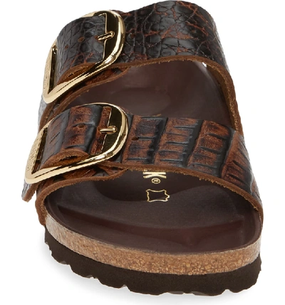 Shop Birkenstock Arizona Big Buckle Slide Sandal In Gator Brown Leather