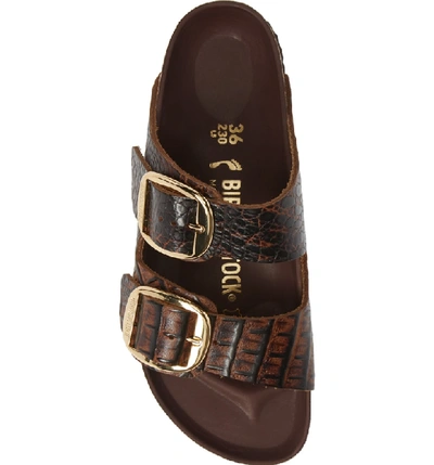Shop Birkenstock Arizona Big Buckle Slide Sandal In Gator Brown Leather