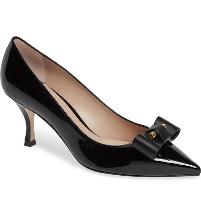 Shop Stuart Weitzman Belle Pointe Bow Pump In Black Cristal