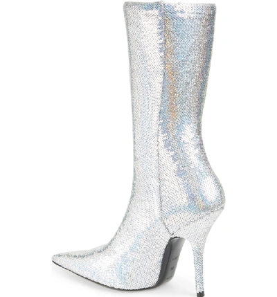 Shop Balenciaga Pointy Toe Mid Boot In Argento