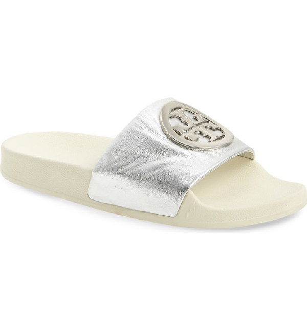 tory burch lina slide silver