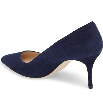 Shop Manolo Blahnik Bb Pump In Navy Suede