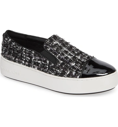 Shop Michael Michael Kors Tia Slip-on Platform Sneaker In Black/ Silver