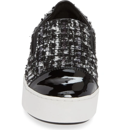 Shop Michael Michael Kors Tia Slip-on Platform Sneaker In Black/ Silver