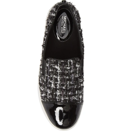 Shop Michael Michael Kors Tia Slip-on Platform Sneaker In Black/ Silver